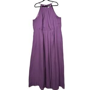 Weddington Way Dress Womens 26 Purple Chiffon Halter Maxi Bridesmaid Formal Gown